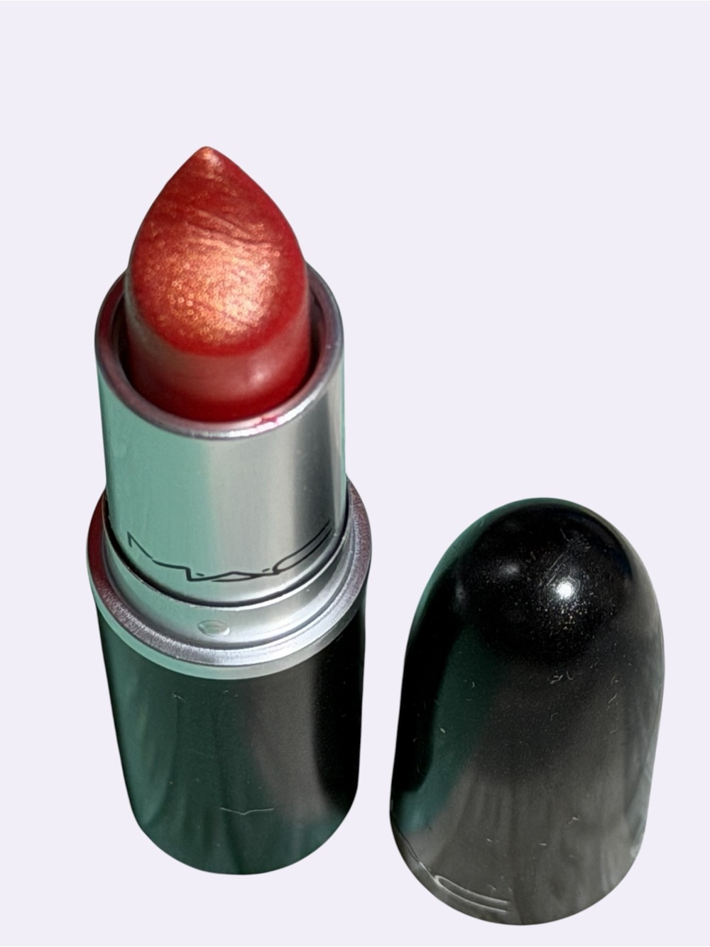 MAC CB 96 Frost Finish Shimmering Red & Gold Lipstick - Picture 3 of 12